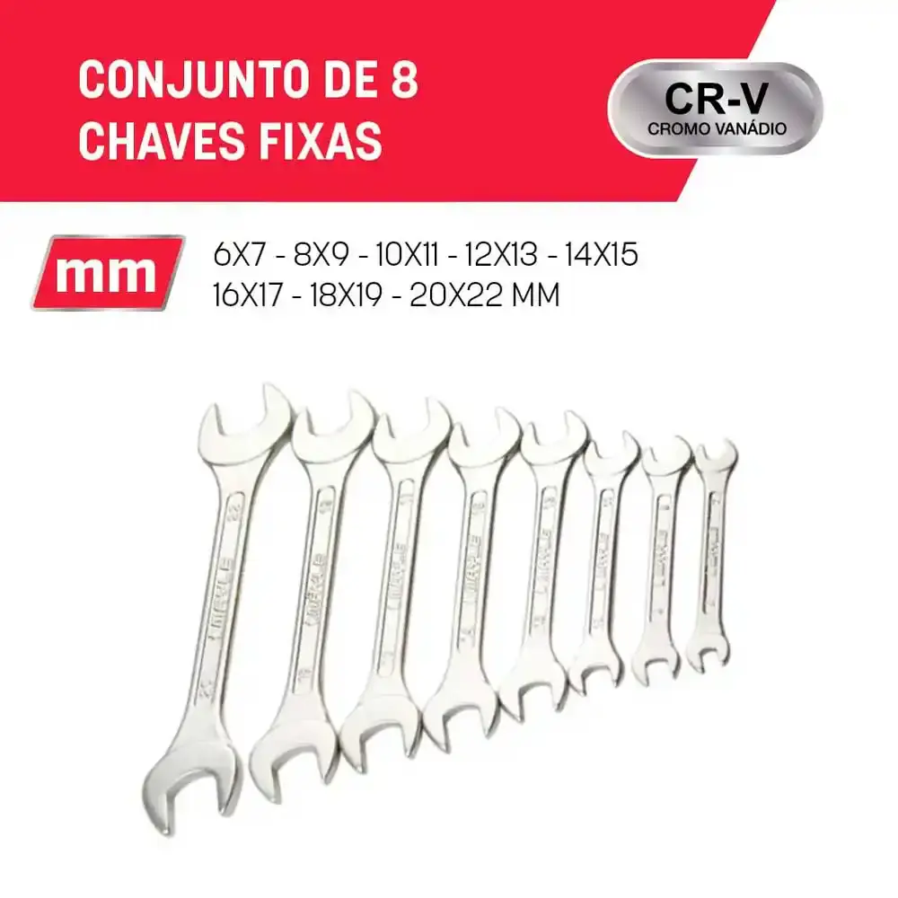 Jogo de chave fixa de 6 à 22 MM kit com 8 peças Mayle — fotografia 3