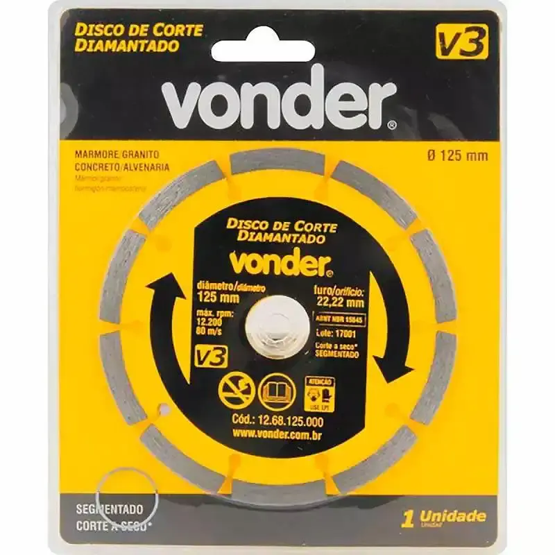 Disco Diamantado 5 POL x 22 MM Segmentado 125 MM V3 VONDER — fotografia 3