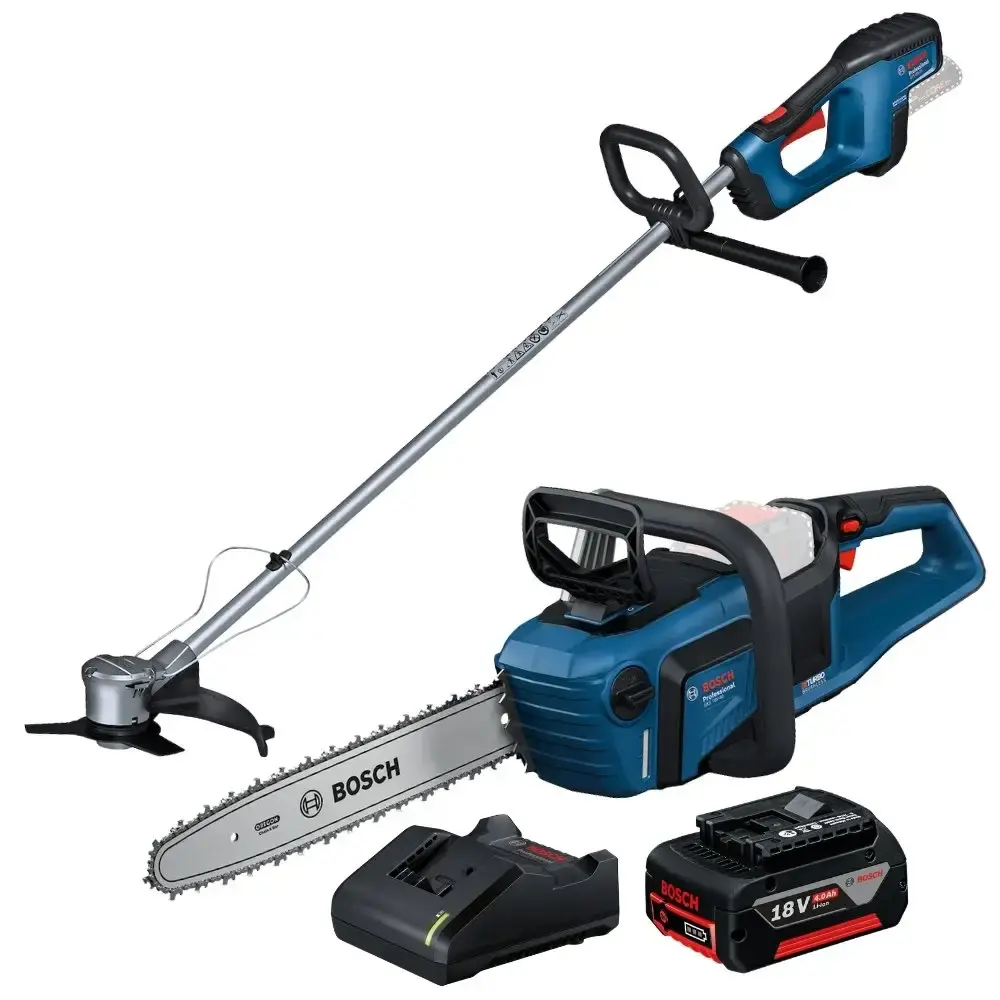 Roçadeira GRF 18V-23 com motosserra GKE 18V-40 e bateria 18V 4,0AH carregador bivolt Bosch