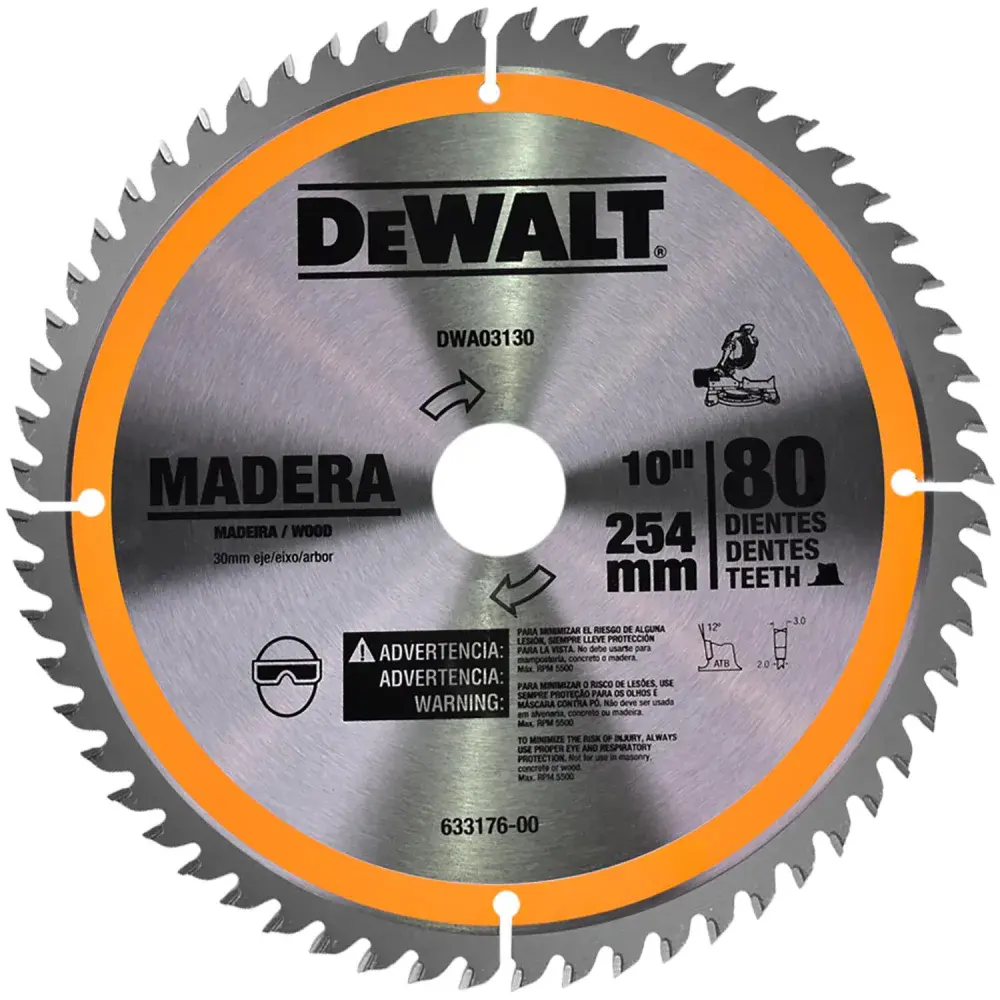 Disco de serra para madeira 80 dentes DWA03130 Dewalt — fotografia de referência