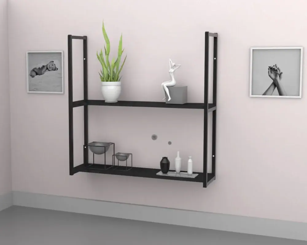 Prateleira industrial parede/teto com 2 prateleiras 90 x 20 cm preto Brasforma — fotografia 4