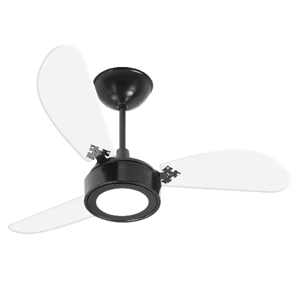 Ventilador de teto 3 pás 130W luminária LED várias cores cristal Venti-delta Preto 110 V — fotografia 8