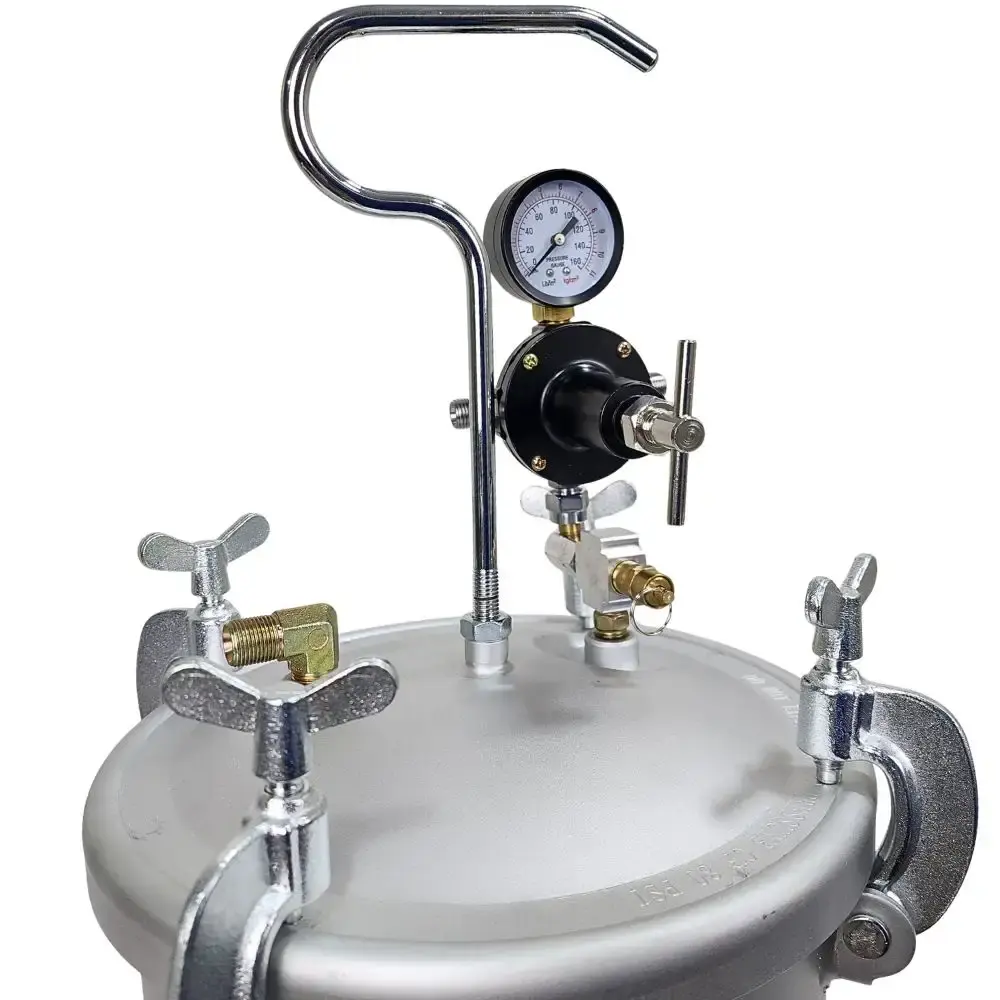 Tanque de pressão 10L para pintura com pistola mangueira e regulador profissional ETP-10L Evald — fotografia 7