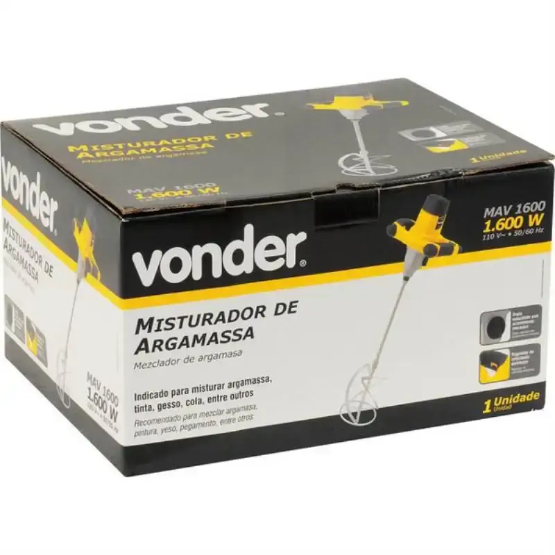 Misturador de argamassa e tinta elétrico 1600W MAV-1600 Vonder 220 V — fotografia 3