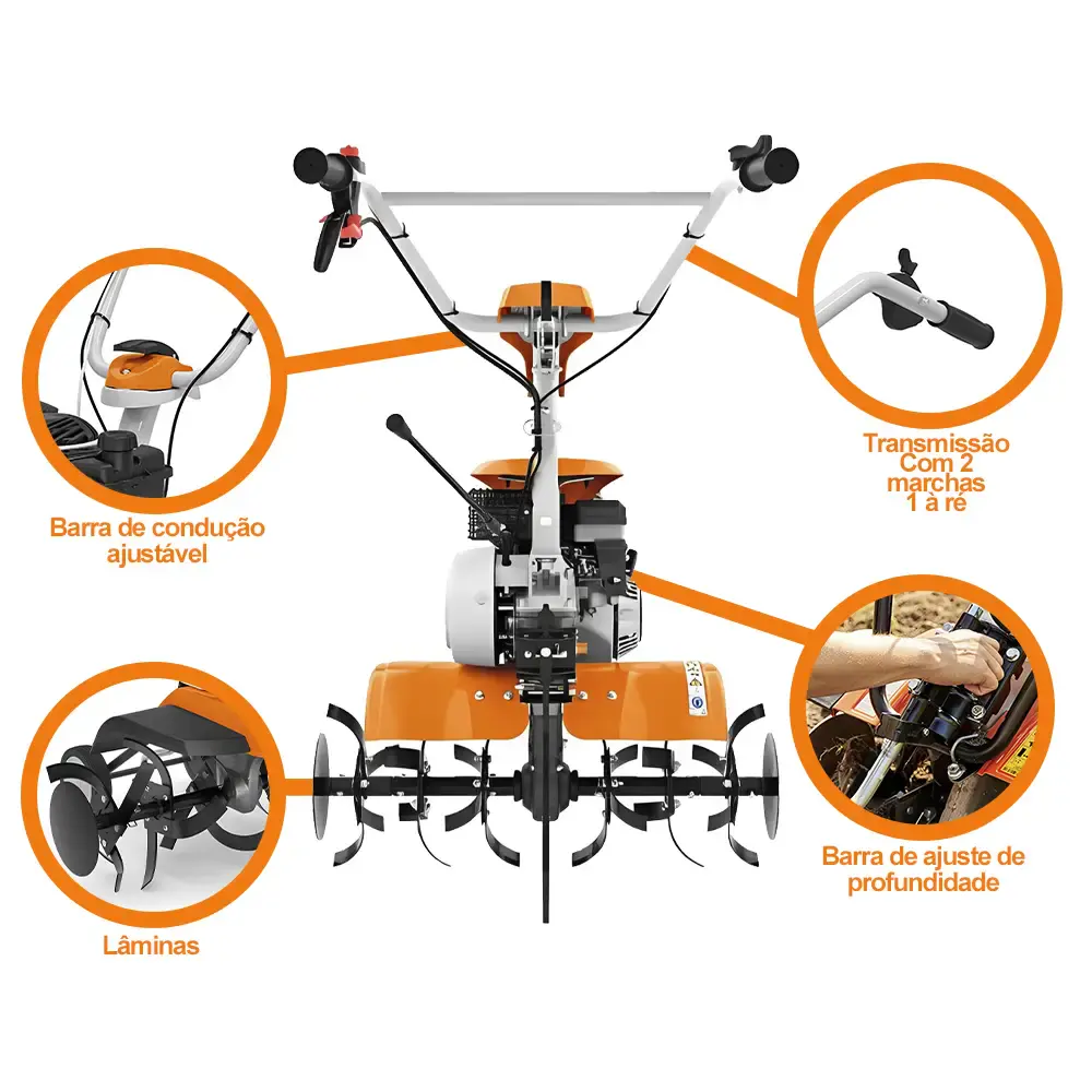 Motocultivador gasolina 7,0 HP 4T 252 CC enxadas e rodas MH710 Stihl — fotografia 2