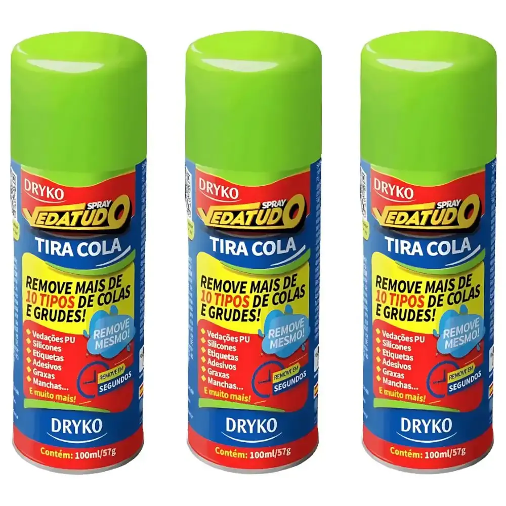 Removedor tira cola em spray 100ML vedatudo com 3 UNI Dryko — fotografia de referência
