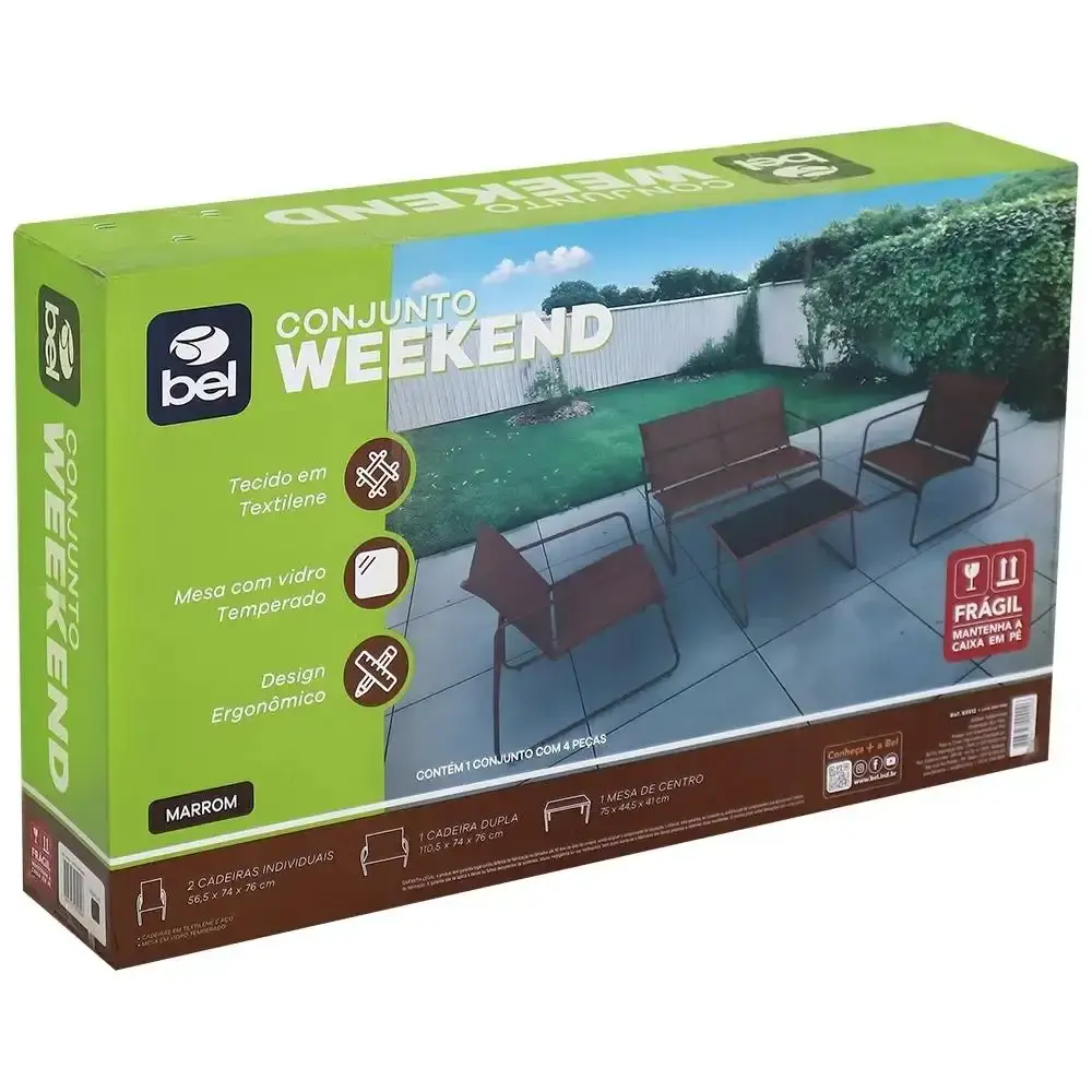 Conjunto de mesa e 3 cadeiras para jardim weekend BEL Marrom Belfix — fotografia 12
