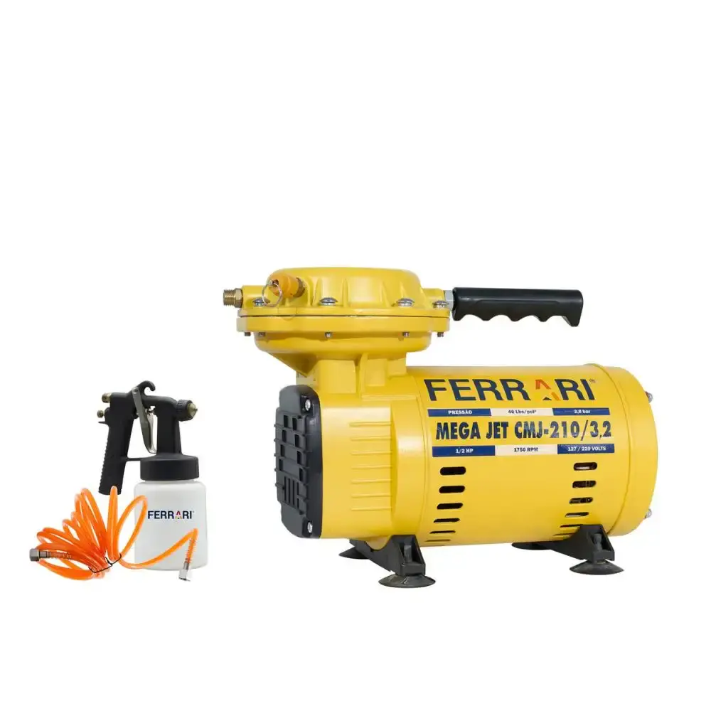Compressor ar direto 1/2 HP mega JET CMJ-210/3.2 bivolt com kit Ferrari — fotografia 11