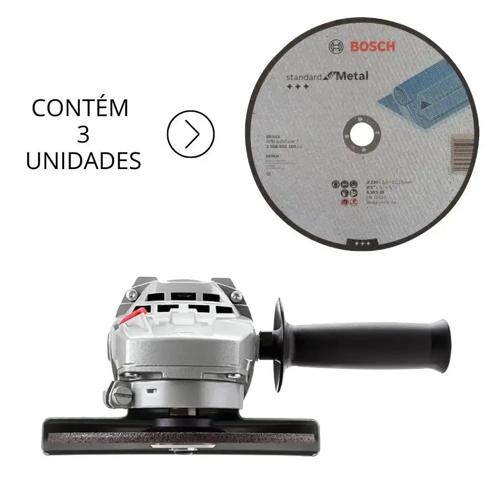 Esmerilhadeira angular 9 POL 2200W com 3 discos de corte metal 9 POL standard Bosch 110 V — fotografia 2