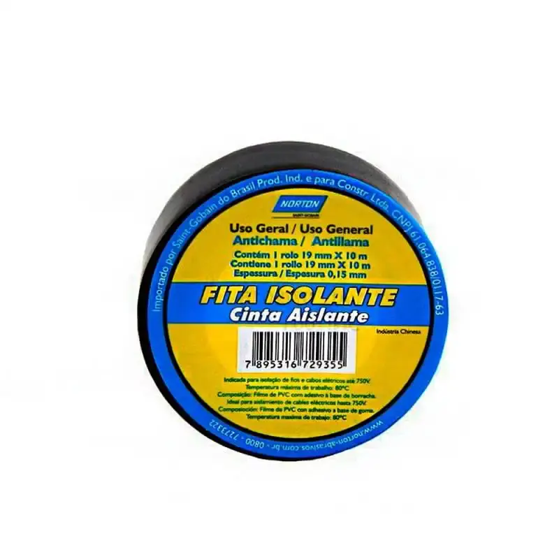 Fita Isolante 19MM x 10M Kit Com 10 Unidades 66254474167 NORTON — fotografia 3