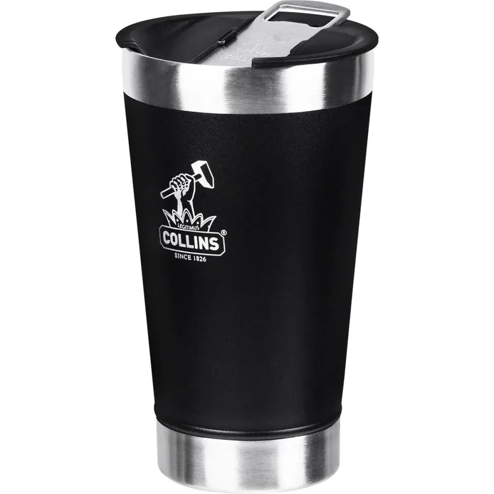 Copo térmico com tampa em aço inoxidável preto 473ML Collins — fotografia de referência