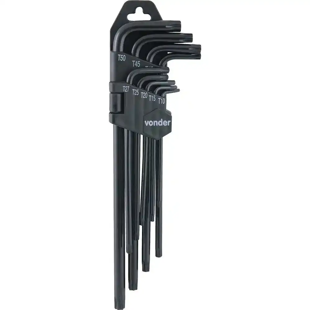 Jogo de chaves hexalobular torx longas 9 peças Vonder — fotografia de referência