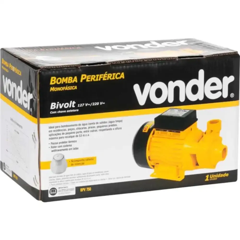 Bomba d`água periférica 1,0 CV bivolt BPV 750 Vonder — fotografia 11