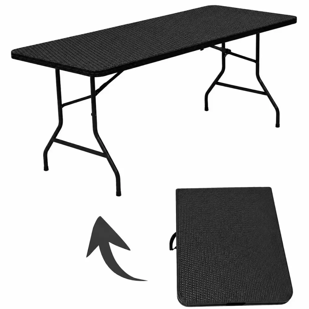 Mesa Dobrável Vira Maleta 180 x 74 CM Portátil até 150 KG Rattan ZELT — fotografia 2