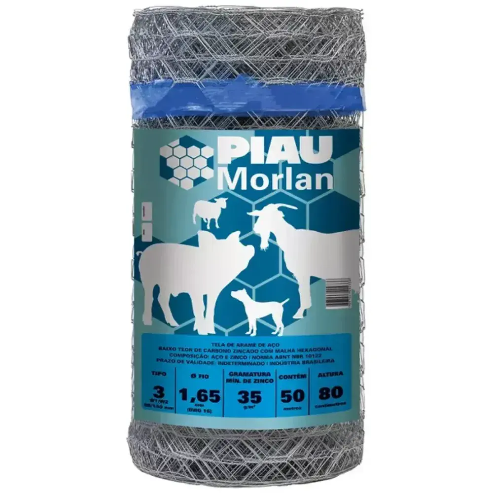 Tela mangueirão galvanizada piau tipo 3 16X0,80 Morlan