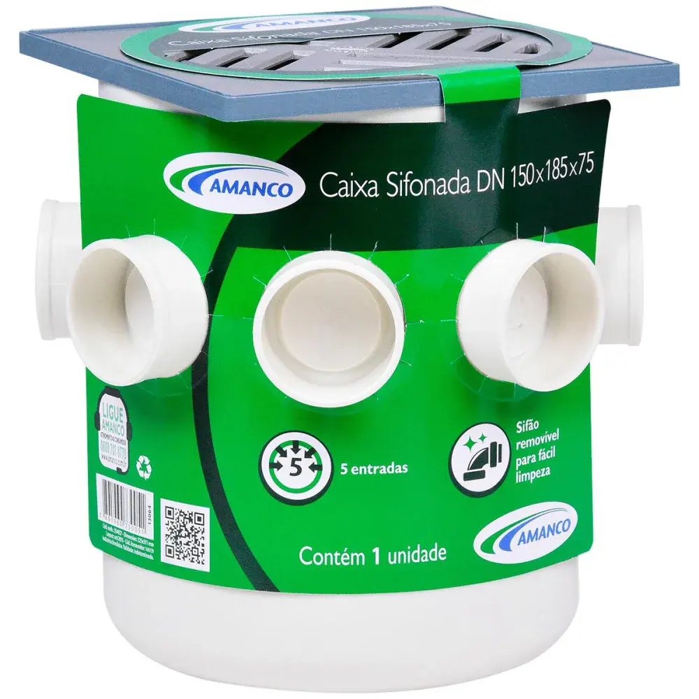 Caixa sifonada quad 150X185X75 alum Amanco — fotografia de referência