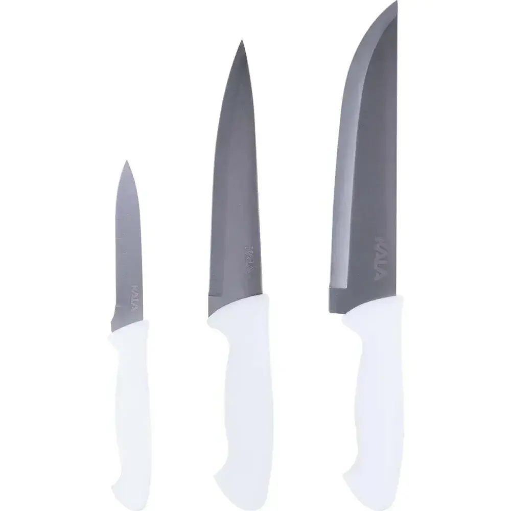 Kit facas para cozinha em aço inox com cabo pp 3 peç Kala — fotografia 9
