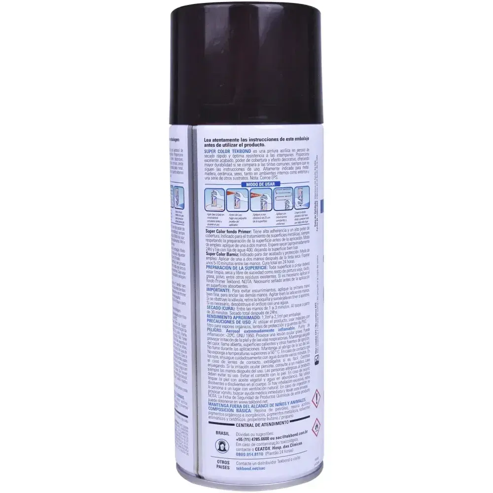 Tinta spray uso geral marrom 350ML Tekbond — fotografia 7
