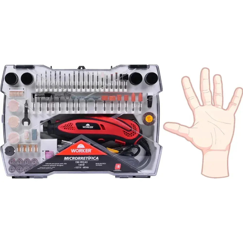 Microrretífica 130W 190 peç Worker 127V — fotografia 10
