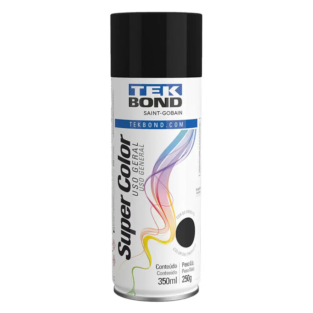 Tinta spray 350ML preto brilhante 23011006900 Tekbond — fotografia de referência