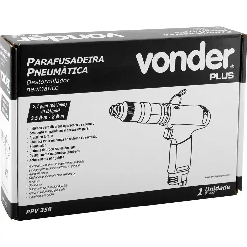 Parafusadeira pneumática1/4 POL 13 Nm com Gatilho PPV 140 VONDER — fotografia 4