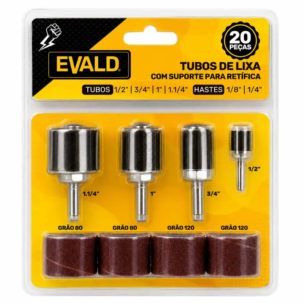 Jogo de tubos de lixa com suporte para retífica kit 20 peças Evald — fotografia 5