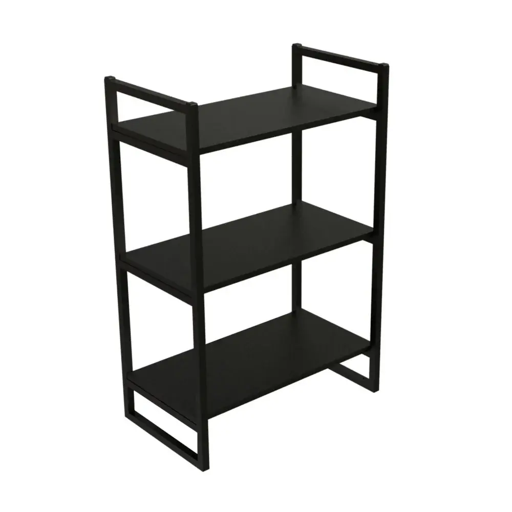 Prateleira industrial com 3 prateleiras 60 x 30 cm preta Brasforma — fotografia 5