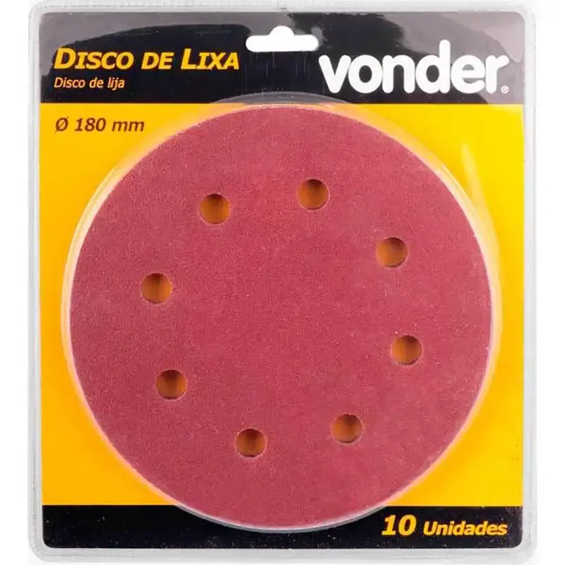 Disco de lixa para lixadeira de teto LPV 750 grão 80 kit 10 unidades Vonder — fotografia 5