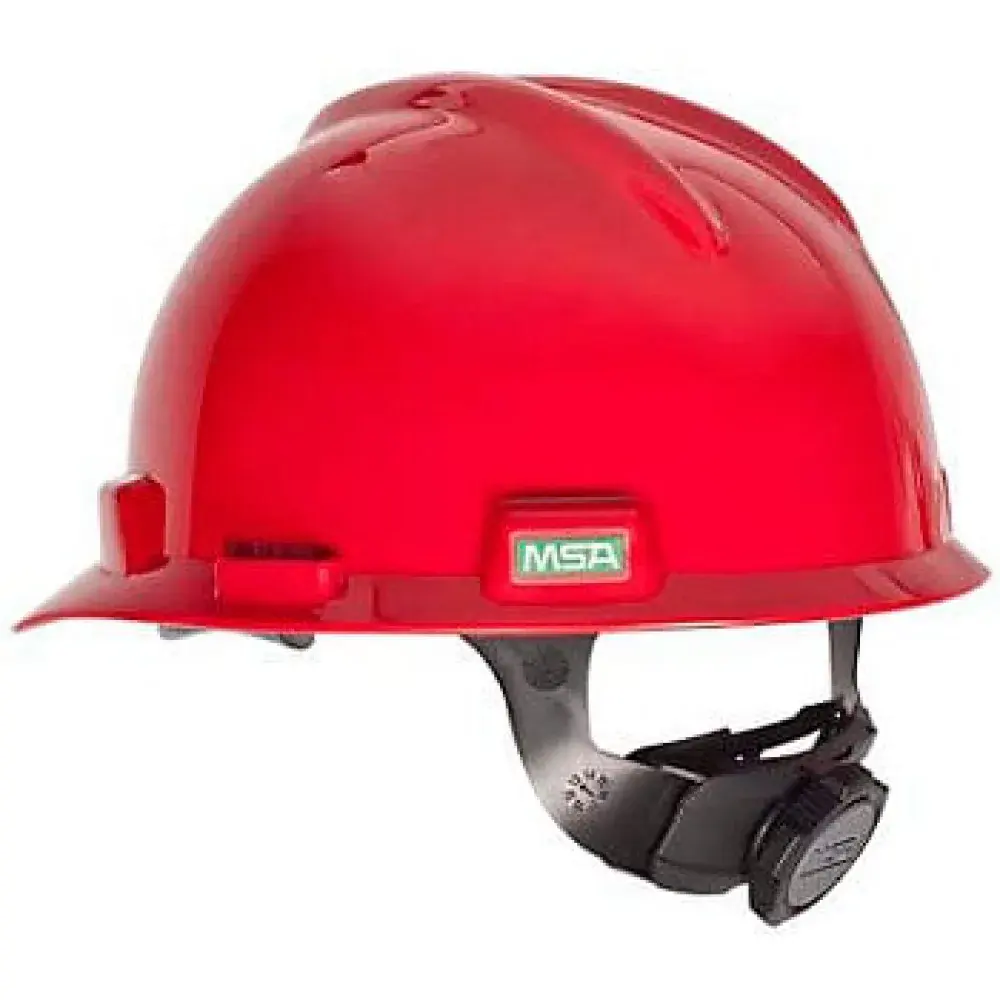 Capacete vermelho aba frontal pushkey CA49 vgard MSA