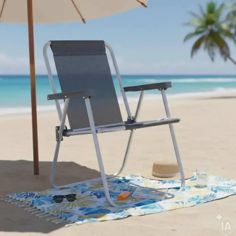Cadeira de praia alta em alumínio cinza sannet lazy BEL — fotografia 5