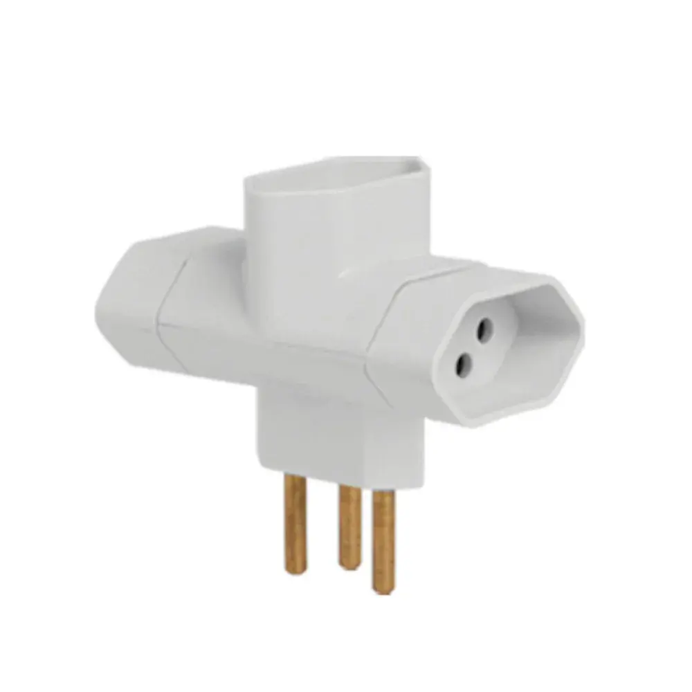 Plugue t 3 saídas 3 pinos 10A branco Ilumi — fotografia de referência