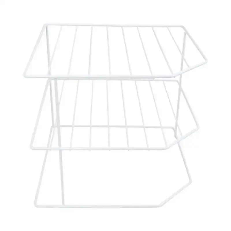 Organizador porta pratos horizontal viena 3 níveis em aço branco 990801 BEL — fotografia 5