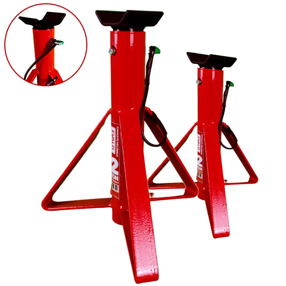 Cavalete mecânico automotivo 2 TON kit 2 peças Evald Vermelho — fotografia 3