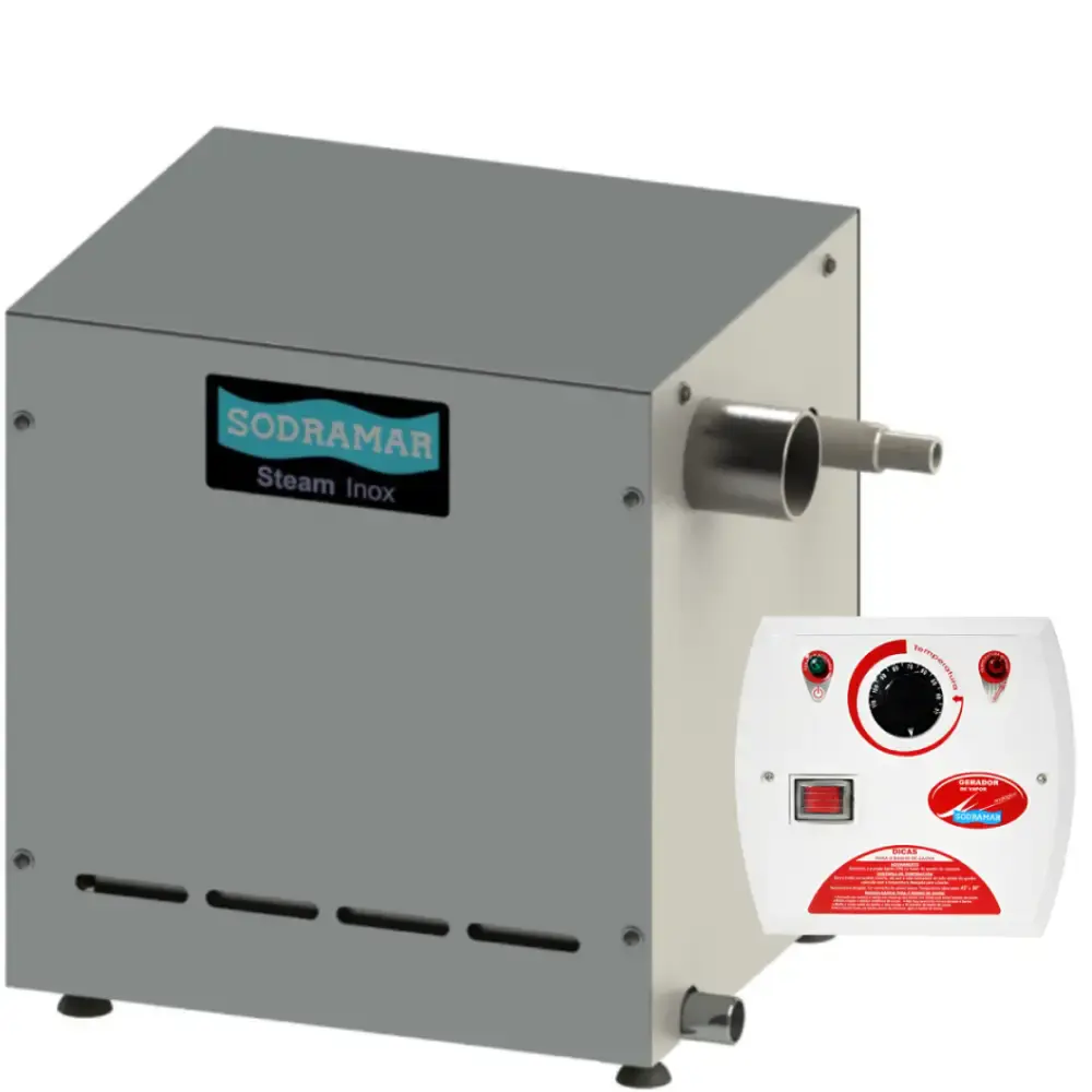 Sauna vapor inox 15KW trifásico com comando analógico Sodramar 220 V — fotografia de referência