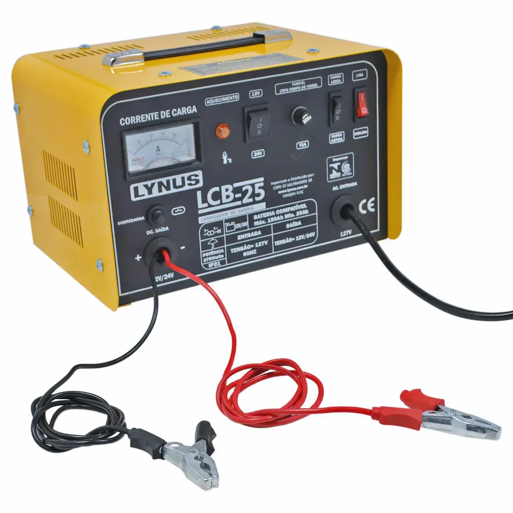 Carregador bateria veicular 25 amp 12/24V LCB-25 Lynus -220V
