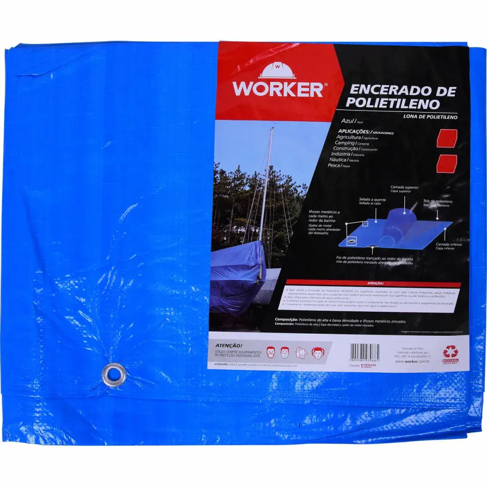 Lona encerada de polietileno 150 micras 2M x 2M azul Worker — fotografia de referência