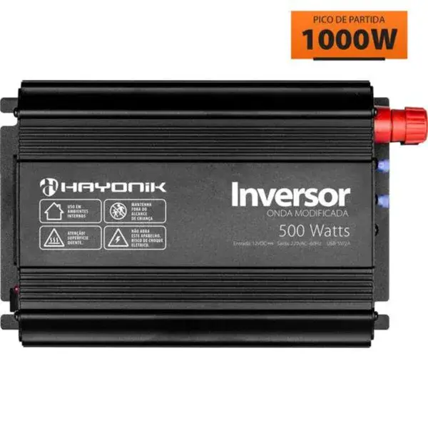 Inversor de tensão onda modificada 500W - 12V/220V - Hayonik
