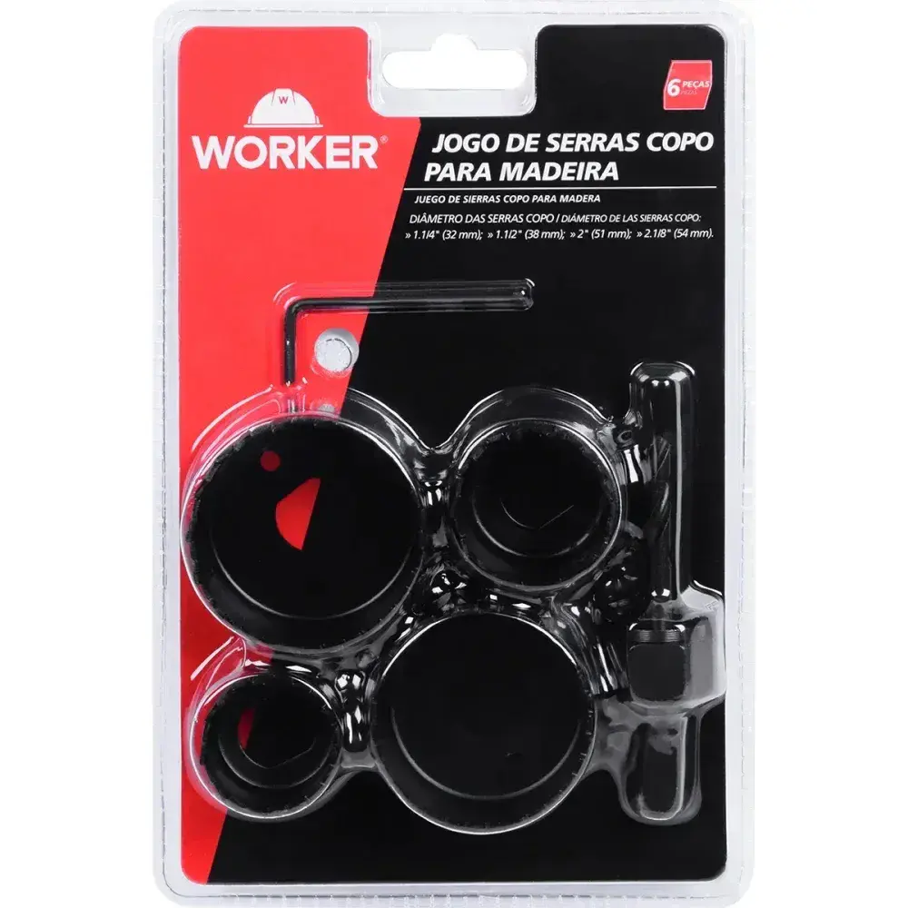 Kit de serras copo com broca piloto 5 peç Worker — fotografia 11