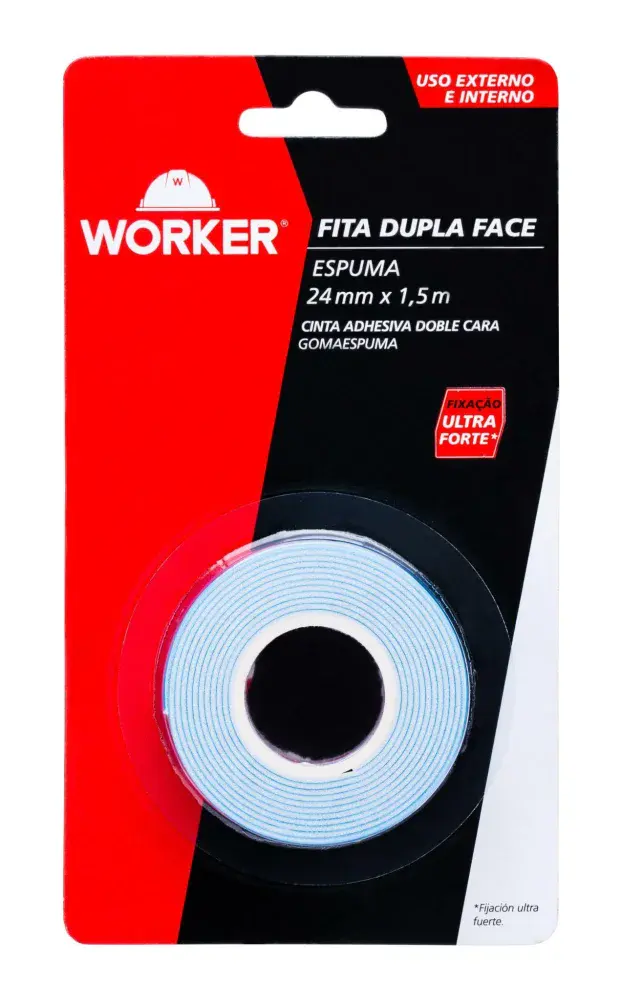 Fita dupla face espuma uso externo e interno 24MMX1,5M Worker — fotografia de referência