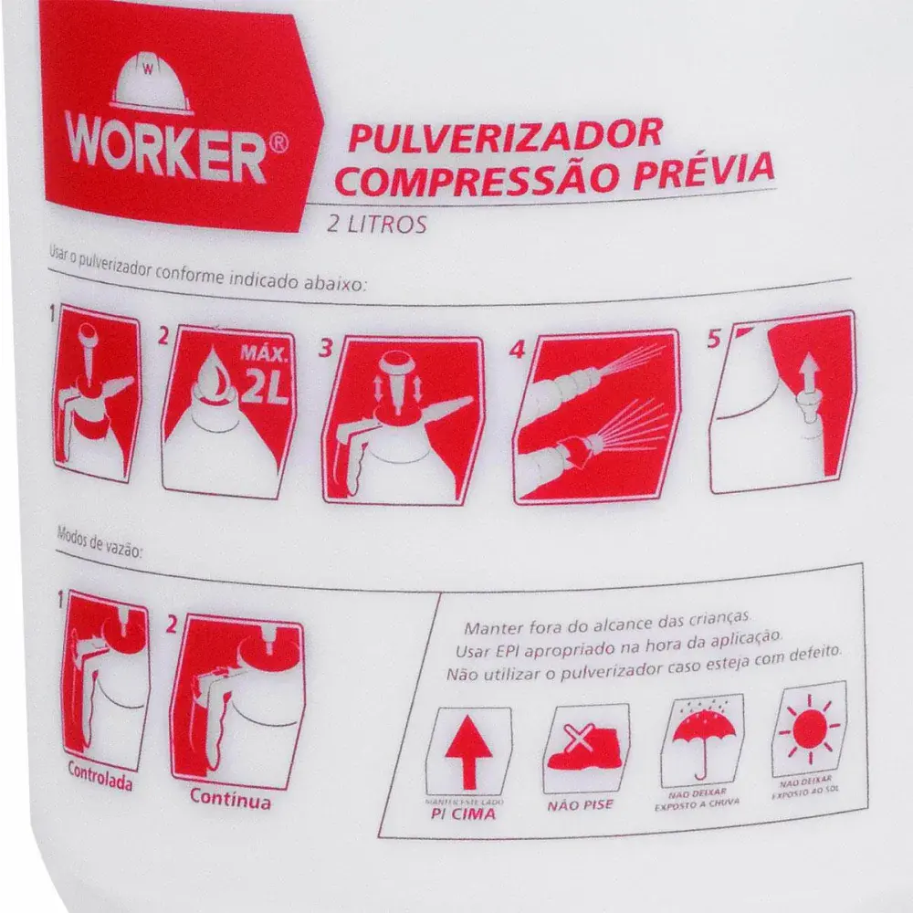 Pulverizador de compressão prévia 2 litros Worker — fotografia 6