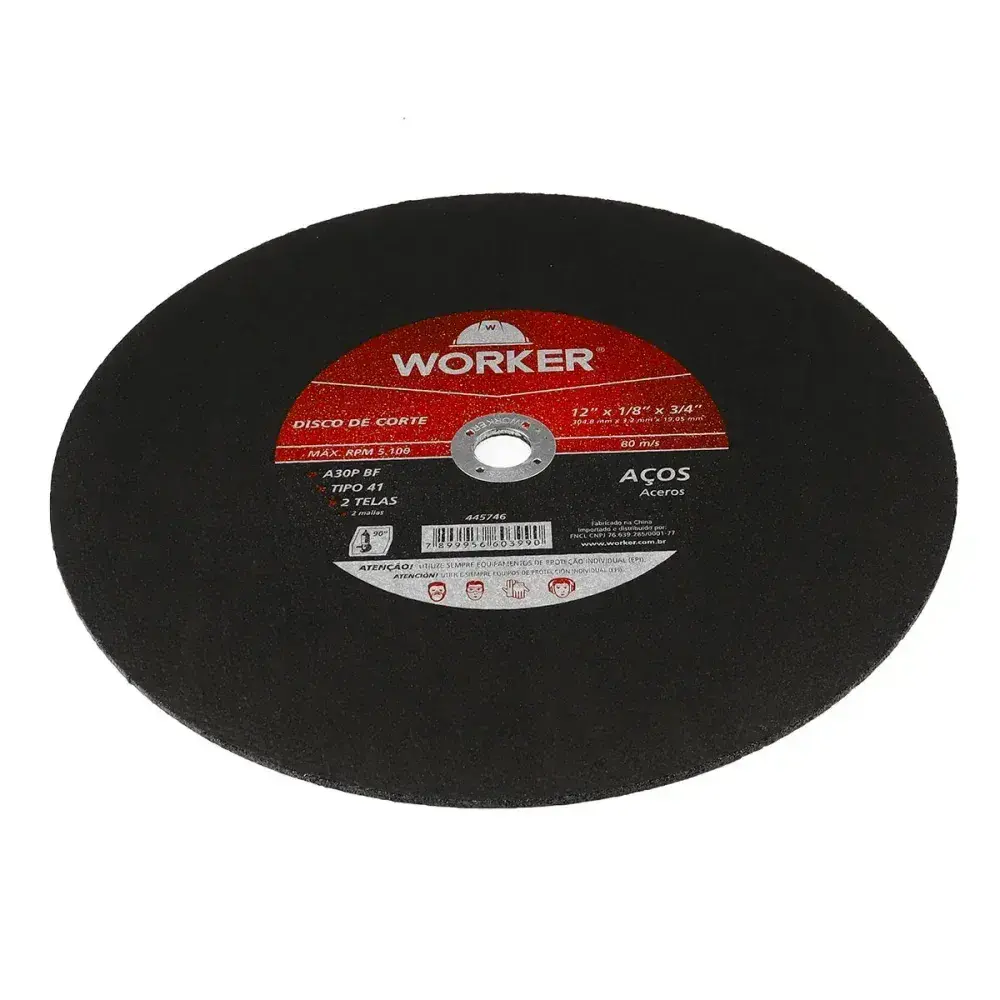 Disco de corte para aço com furo 3/4 12X304,8MM Worker — fotografia 7