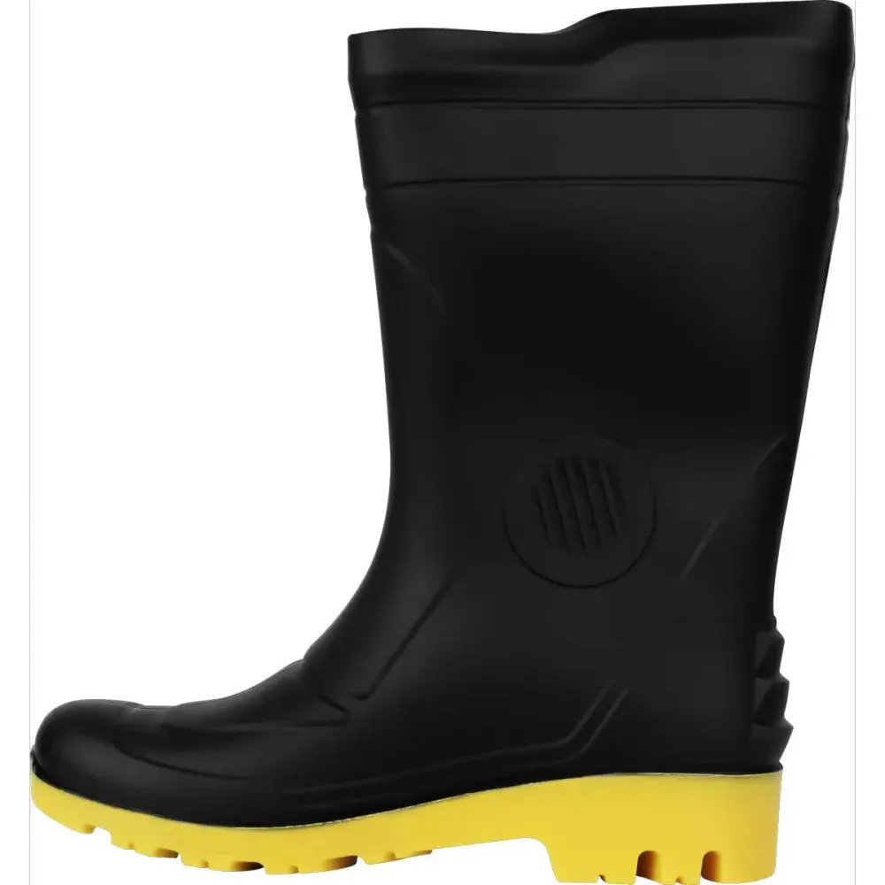 Bota de pvc com forro preta e amarela Nº34/35 Grendene — fotografia 4
