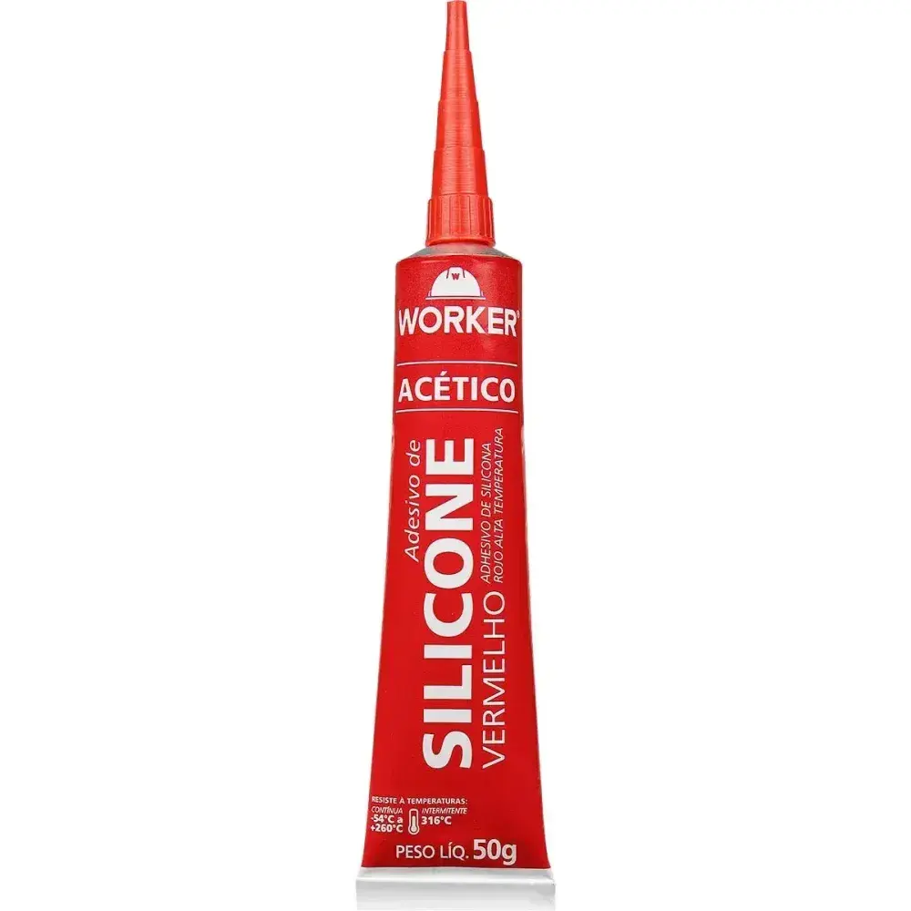 Silicone acético alta temperatura vermelho 50G Worker — fotografia 5
