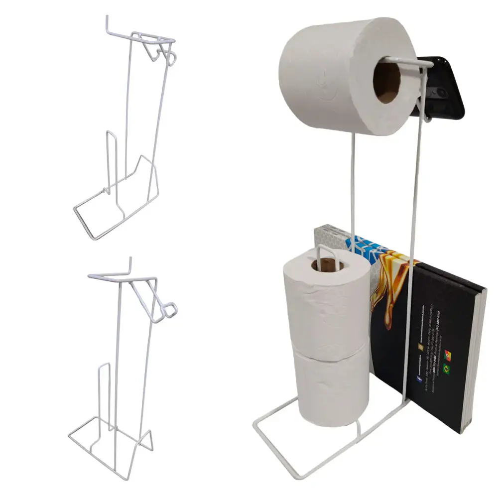 Suporte papel higiênico de chão celular e revistas Evald Branco — fotografia 3