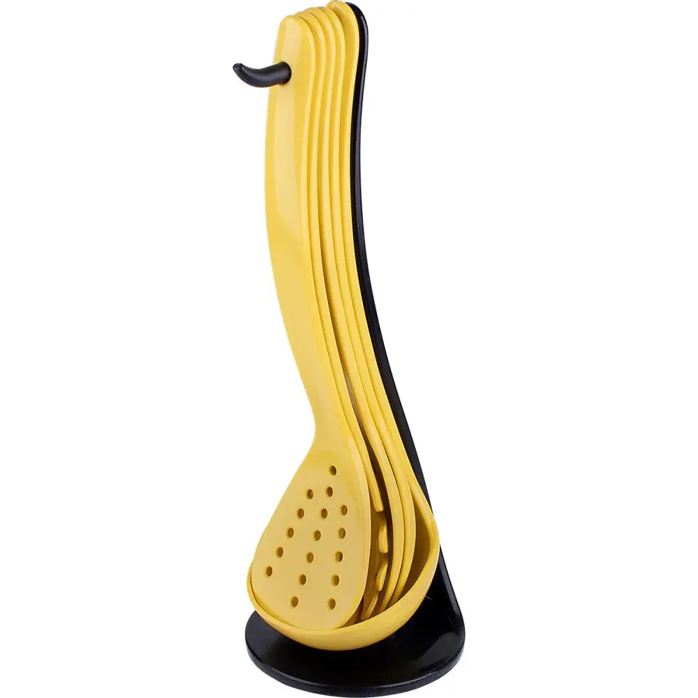 Kit de cozinha 06 peç com suporte amarelo Kala