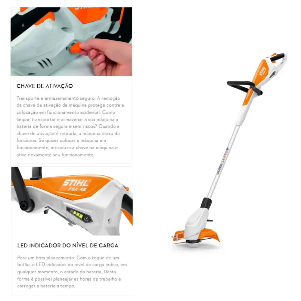 Roçadeira a bateria integrada com carregador bivolt FSA 45 Stihl — fotografia 6