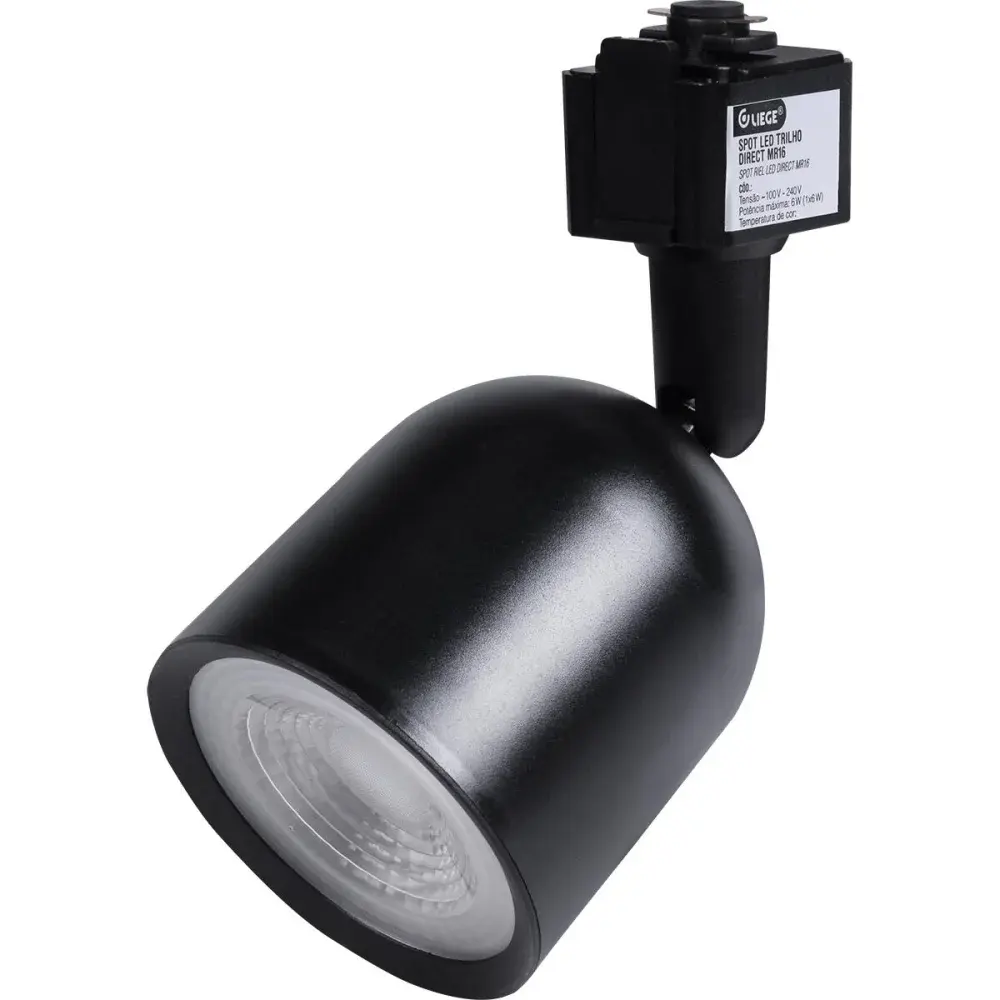 Spot led para trilho 6W 6500K 50/60HZ bivolt preto Liege — fotografia de referência