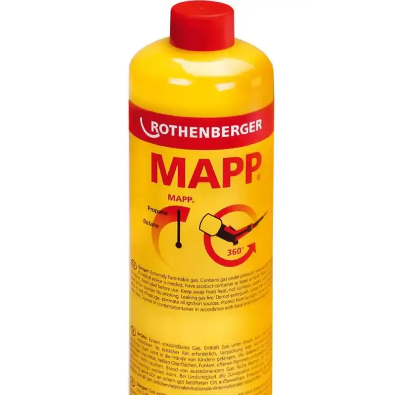 Gás mapp pro 360° para maçarico portátil cilindro 400 GR R35539 Rothenberger — fotografia 2
