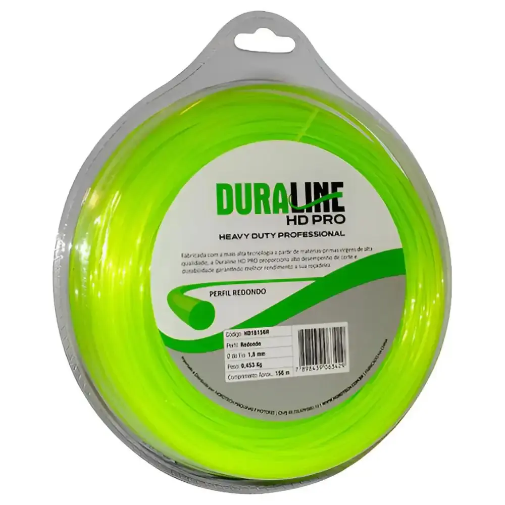 Fio de nylon 1,8 MM redondo blister roçadeira 0,453 KG verde Duraline