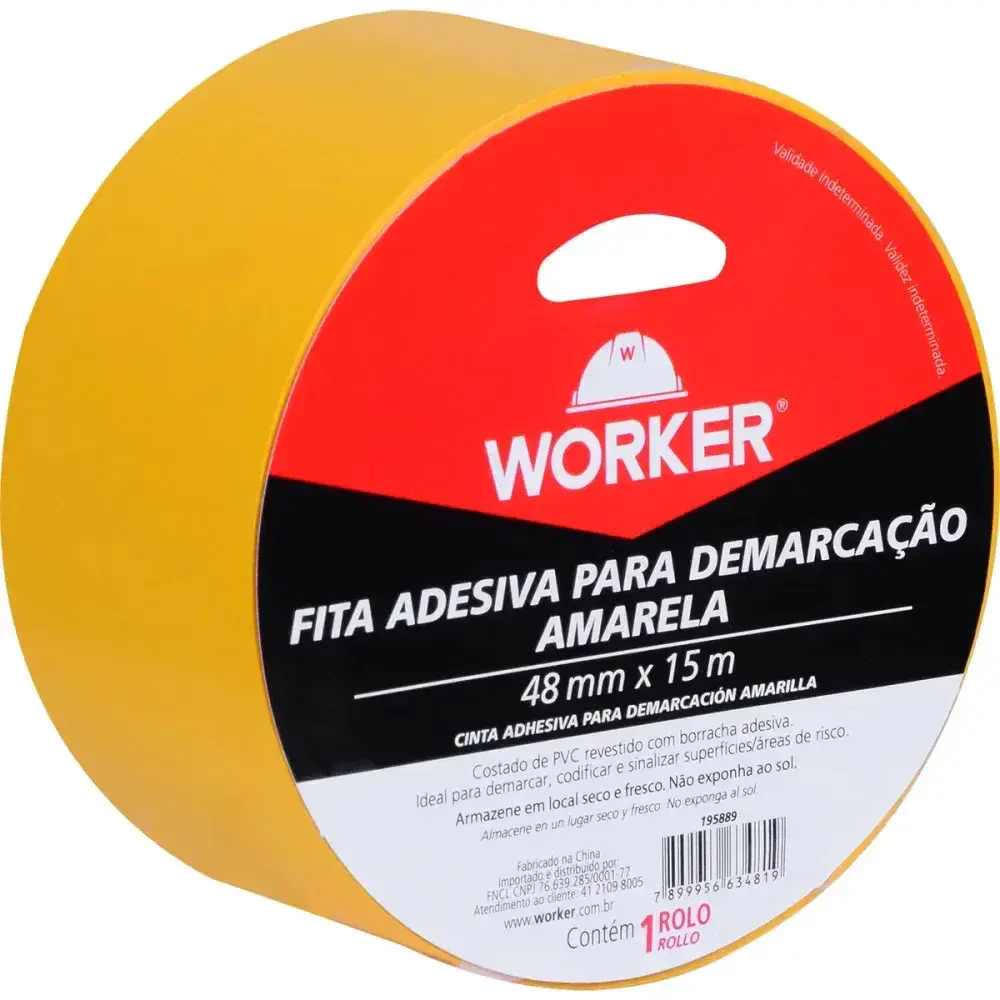 Fita adesiva para demarcação 48MMX15M amarela Worker — fotografia 6